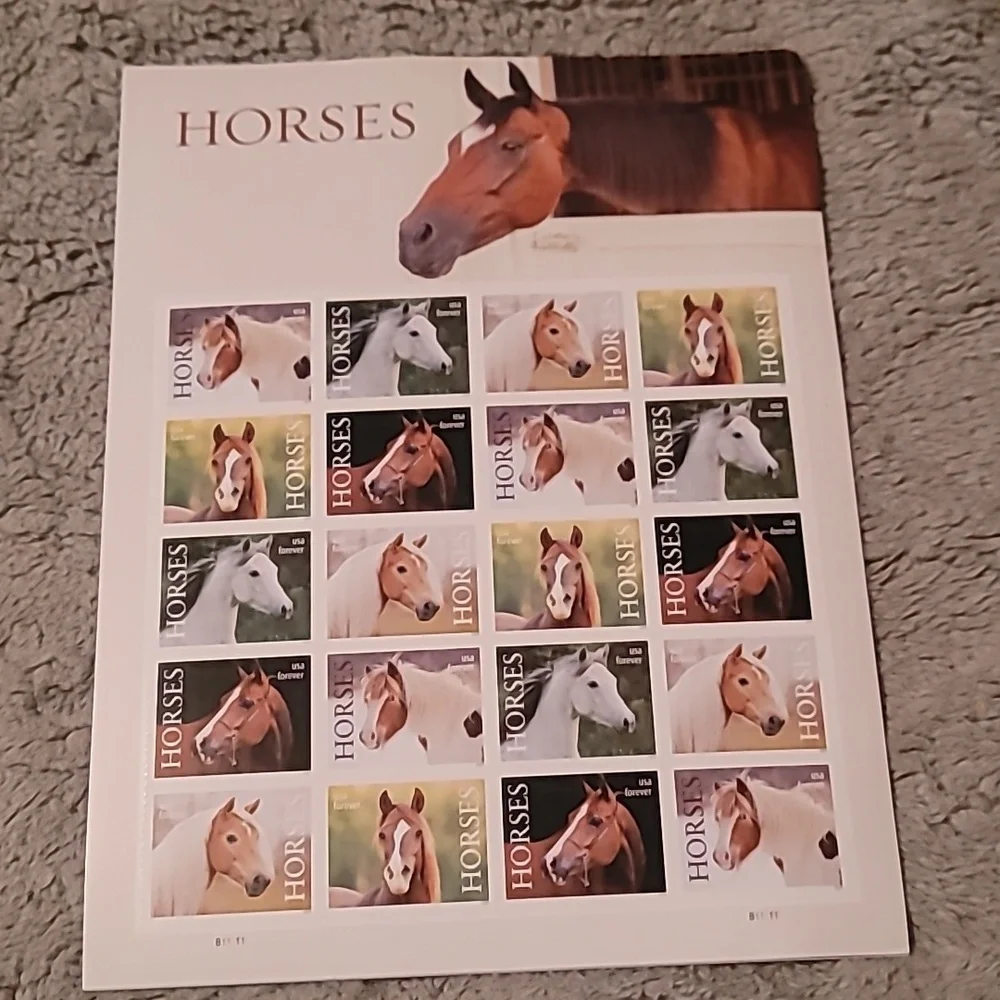 100 Horses 2024 Forever Postage Stamps US Postal USPS Equestrian‎ Riding Ponies